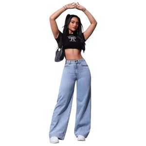 Fashion Forward <b>Women's</b> High Waist Vintage Denim <b>Jeans</b> <b>Baggy</b> Wide Leg Casual Cotton Pants Trendy Streetwear - Product Image 1