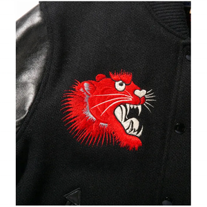 Veste d'homme élégante et intelligente Corps en laine de haute qualité avec manches en cuir véritable Col montant Letterman Varsity Design Vêtements d'hiver - Product Image 4