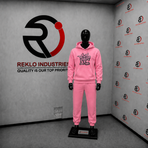 Ensemble de survêtement rose à capuche avec imprimé dessin animé, sweat-shirt et pantalon long, unisexe, décontracté, pour l'automne, 100% coton respirant, personnalisable - Product Image 3