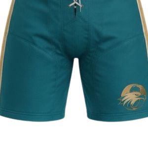 Ensemble short et maillot de hockey sur glace sublimé pour homme, col en V, rayé, vert sarcelle et or, en polyester, uniforme sportif athlétique pour équipe, entraînement - Product Image 6