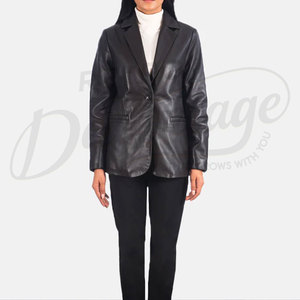 Women Real <b>Leather</b> Blazer <b>Jacket</b> Slim Fit Premium Sheepskin Single Button Formal Casual Business Outerwear Fashionable Coat - Product Image 4