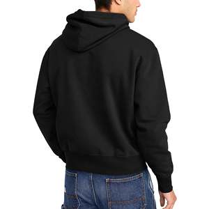 Sudadera con Capucha Negra para Hombre, Corte Regular, Felpa de Algodón, Casual, con Bolsillo Frontal, para Otoño - Product Image 5