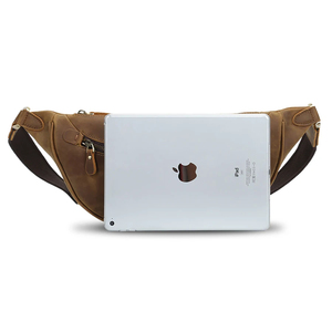 Bolso de Pecho de Cuero Genuino para Hombre, Minimalista, con Cierre de Cremallera, Gran Capacidad, para Uso Diario en Todas las Estaciones - Product Image 1