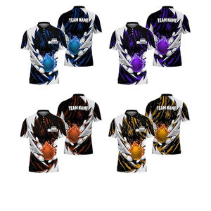 Factory Customized Sublimation Printed Men's for Shirt Blank Short Sleeve Polyester High Quality Quick Dry Golf <b>Bowling</b> - Product Image 6