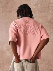 เสื้อยืดสตรีทแวร์ปักลายขนาดใหญ่พิเศษสำหรับผู้ชาย ผ้าคอตตอนหนา 100% สไตล์ฮิปฮอป ลำลอง หรูหรา ขายส่งจากสหรัฐอเมริกา - Product Image 5