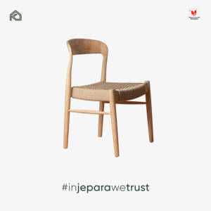 Chaise de salle à manger moderne en bois massif avec assise en corde tressée, chaise en bois naturel pour restaurant, hôtel, villa, mobilier de maison - Product Image 5