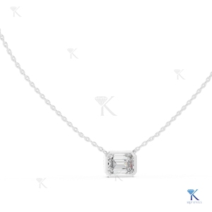 Lab Grown Diamond 2.50 CT Emerald Cut East West Bezel <b>Pendant</b> Necklace 14K 18K <b>Solid</b> <b>Gold</b> Fine Women Minimalist Gift Party - Product Image 1
