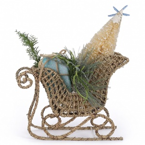 Christmas decor items woven seagrass sleighs charming sea grass sleigh <b>basket</b> table <b>display</b> - Product Image 5