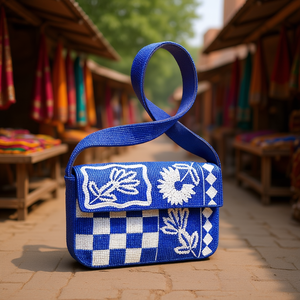 Sac fourre-tout promotionnel tendance et durable en toile brodée à la main, style indien coloré, avec poignée carrée, artisanat ethnique de luxe - Product Image 3