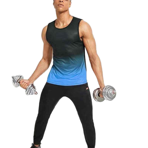 Débardeurs à imprimé dégradé pour hommes mode été Streetwear respirant tricoté Fitness sport gilet ample sans manches PCS-R-206 - Product Image 1