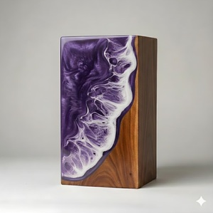 Lavender Shoreline Resin Wood Eco-Friendly Durable Cremation Urn for Baby Pet Modern <b>Memorial</b> <b>Keepsake</b> Hummingbird Rosewood - Product Image 1