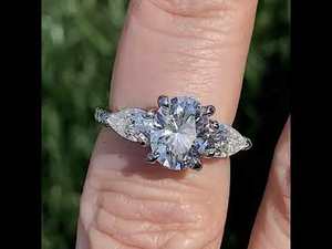 แหวนหมั้นเพชรทรงรีและทรงหยดน้ำ 3 เม็ด ดีไซน์เก๋ ทองคำแท้ 18k ประดับเพชรแล็บโกรว์ IGI Certified สำหรับผู้หญิงและเด็กผู้หญิง - Product Image 6