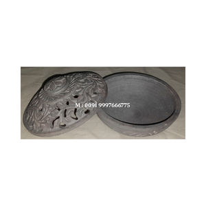 Boîte à pot-pourri en pierre de savon naturelle sculptée à la main, forme ronde, motif floral, utilisée pour la décoration des temples et comme cadeau - Product Image 6