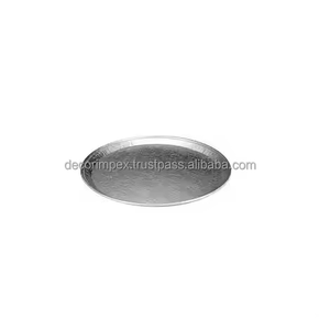 Bandeja de aluminio de alta calidad Logotipo personalizado Bandeja de servicio martillada Chapado en plata Uso de boda de hotel redondo personalizado - Product Image 4