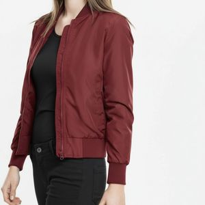 Women's Maroon Knitted <b>Zip</b>-<b>Up</b> Bomber <b>Jacket</b> Custom Logo Windproof Breathable Plus Size Thermal Quick Dry Detachable Liner - Product Image 3