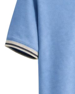 Polo pour homme bleu clair à col zippé, manches courtes, col côtelé, décontracté, pour le golf, en mélange de coton, fabrication sur mesure - Product Image 5