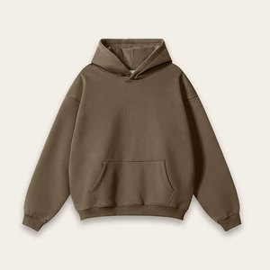 Sweat-shirt à capuche surdimensionné pour homme, couleur unie, coton, molleton français, pull décontracté, vêtement d'automne - Product Image 1