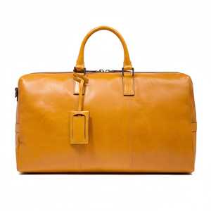 Sac de voyage décontracté de luxe en cuir véritable jaune moutarde, sac de week-end, sac fourre-tout pliable, léger, écologique, grande capacité - Product Image 2