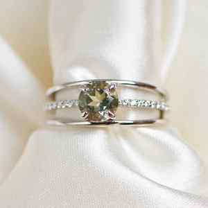 <b>Green</b> <b>Amethyst</b> 14k Gold Plated 925 Sterling Silver Luxury Wedding Engagement <b>Ring</b> Anniversary Party Gift for Women - Product Image 2