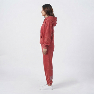 Ladies <b>Distress</b> Embroidery Tracksuit Women Oversized Long Sleeve Drawstring Waist Sweat Hoodie and Jogger Pants Set - Product Image 3