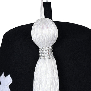 Gorro Templario al por Mayor en Fieltro/Terciopelo Negro con Pedrería y Bordado a Mano, Duradero, Regalia Masónica, Opción de Servicio OEM - Product Image 6