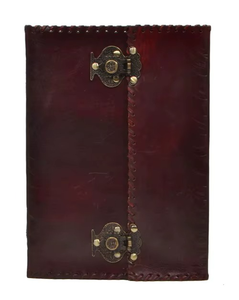 Large Embossed Black Leather Journal Lock Shadow Spell Book Planner Notebook <b>Soft</b> Cover Thread Saddle Stitching Gift <b>Box</b> - Product Image 2