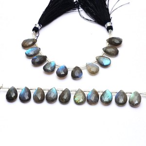 Perles de labradorite facettées en forme de poire 9x13mm, labradorite naturelle haute brillance, pierres semi-précieuses, perles en vrac pour bijoux - Product Image 2