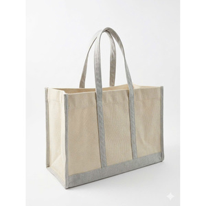 Sac fourre-tout en toile robuste MA53, réutilisable, en coton et lin, avec poignées renforcées, pour les courses, l'usage quotidien, les promotions et le shopping - Product Image 4