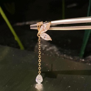 ต่างหูทองคำแท้ 14K รูปทรงลูกแพร์ประดับเพชรแล็บโกรว์ ดีไซน์ห้อยระย้า หรูหรา เรียบง่าย เหมาะสำหรับงานปาร์ตี้ สำหรับผู้หญิง - Product Image 2