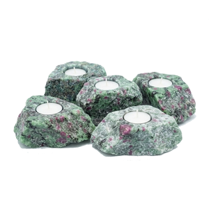 Support de bougie en pierre naturelle sculptée à la main en zoïsite rubis, pierre précieuse agate, pour la guérison, vente en gros - Product Image 4