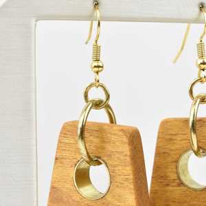 Boucles d'oreilles pendantes en résine et bois pour femme, forme géométrique, serti de canaux, design personnalisé, autres plaquages, style bohème, mode, fête MN - Product Image 5
