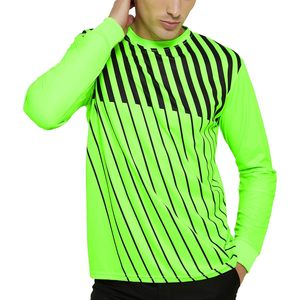 Maillot de football à manches longues pour homme, vert fluo et noir rayé, col rond, en polyester anti-humidité - Product Image 3