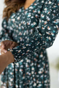 Floral Print Midi <b>Dress</b> V-Neck Puff Sleeve A-Line Woven Casual <b>Spring</b> Women's <b>Dress</b> Breathable Relaxed Fit - Product Image 4