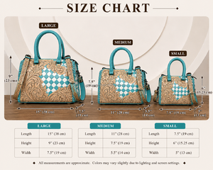 2026 Custom Designer <b>Tooled</b> Floral Pattern Checkered <b>Leather</b> Duffel Bags Women Fashion Medium Crossbody Travel Shopping Handbags - Product Image 2