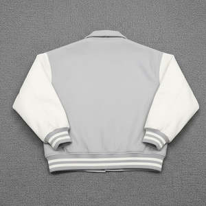 Blouson universitaire unisexe 2026 en coton 100% avec manches en cuir véritable, col côtelé, respirant, pour l'hiver - Product Image 2