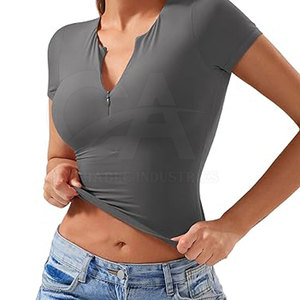 Camiseta Corta con Cremallera para Mujer 2026, Elástica y Ajustada, Top Corto de Moda para Dama con Cremallera Frontal, Camiseta Deportiva Corta para Mujer - Product Image 3