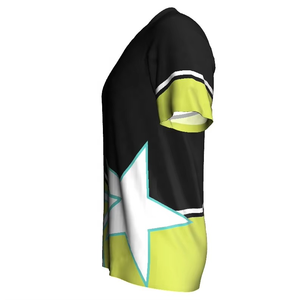 Maillot de football unisexe à col montant, bretelles réglables, broderie 3D, nom d'équipe personnalisé, coloris contrastés jaune-vert, manches courtes, anti-humidité - Product Image 6