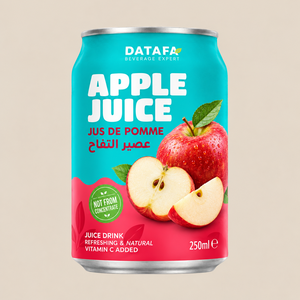 NOUVELLE VERSION Jus de pomme Datafa 250ml Non concentré Vitamine C ajoutée Jus fraîchement pressé en canette Vietnam Échantillon gratuit - Product Image 1