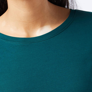 Camiseta de Manga Larga para Mujer, Primavera-Verano, Corte Ajustado, Informal, 100% Algodón Jersey, Transpirable, Cuello Redondo, Color Liso - Product Image 5