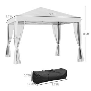 Tenda Pop-up 3x3 Metri Bianco Crema con Pareti Laterali e Rete, Montaggio Istantaneo per Eventi all'Aperto e Patio - Product Image 3