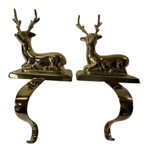 Soporte de metal dorado vintage para calcetines navideños con forma de reno, gancho resistente con purpurina para colgar calcetines en la chimenea para las fiestas. - Product Image 5