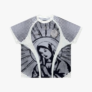 เสื้อยืดคอกลมสีดำสำหรับผู้หญิง แขนสั้น ทรงปกติ ผ้าฝ้ายถัก ตกแต่งลายทาง สีพื้น สไตล์ลำลอง ใส่ได้ทุกฤดู - Product Image 5