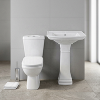 Inodoro de cerámica de dos piezas con pedestal y lavabo, sistema de doble descarga, montaje en suelo, para proyectos en África.