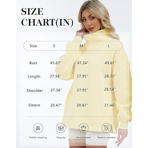 Sweat-shirt à col roulé pour femme, décontracté, 100% coton molletonné, coupe classique, écologique, respirant, doublé, séchage rapide, 380g, manches longues - Product Image 6
