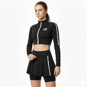 Nouvelle arrivée : Robe de tennis anti-UV pour femme, été, demi-zip, taille haute, jupe 2-en-1 avec poche, vêtements de pickleball, écologique - Product Image 1