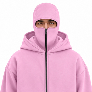 Blouson zippé intégral pour homme en polyester et coton, style streetwear décontracté, avec capuche intégrale et cache-visage moderne - Product Image 3
