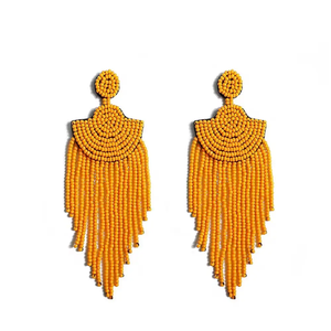 Pendientes de Borla con Cuentas Amarillas, Estilo Bohemio, Joyería para Mujer, Pendientes de Fiesta - Product Image 1