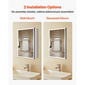 Specchio LED da Incasso a Parete 20 X 28 con 3 Colori Dimmerabili, Armadietto Illuminato per Bagno - Product Image 5