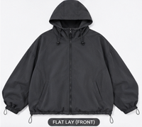 Veste d'hiver surdimensionnée à capuche pour femme, style safari, respirante, en nylon écologique, avec fermeture éclair, décontractée, pour l'extérieur, en satin de soie