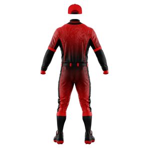<b>Red</b> Black Baseball Kit for Men Full Uniform Button Down Jersey Pants <b>Belt</b> Breathable Lightweight Athletic Team Tournament Sports - Product Image 2